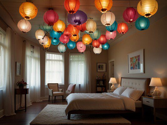 Whimsical Bedroom decor Paper lanterns
