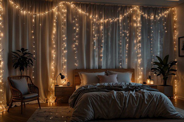 whimsical bedroom decor : fairy lights