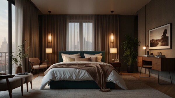 Cozy Bedroom Decor Ideas Fabric-Covered Walls