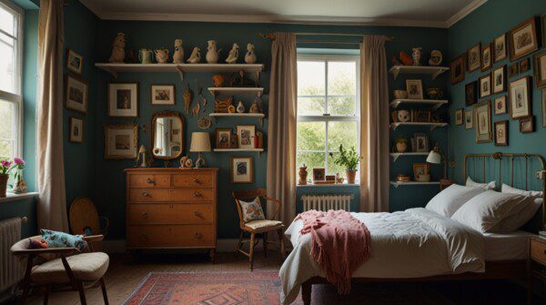 Whimsical Bedroom Decor  Floating Shelves with Curiosities